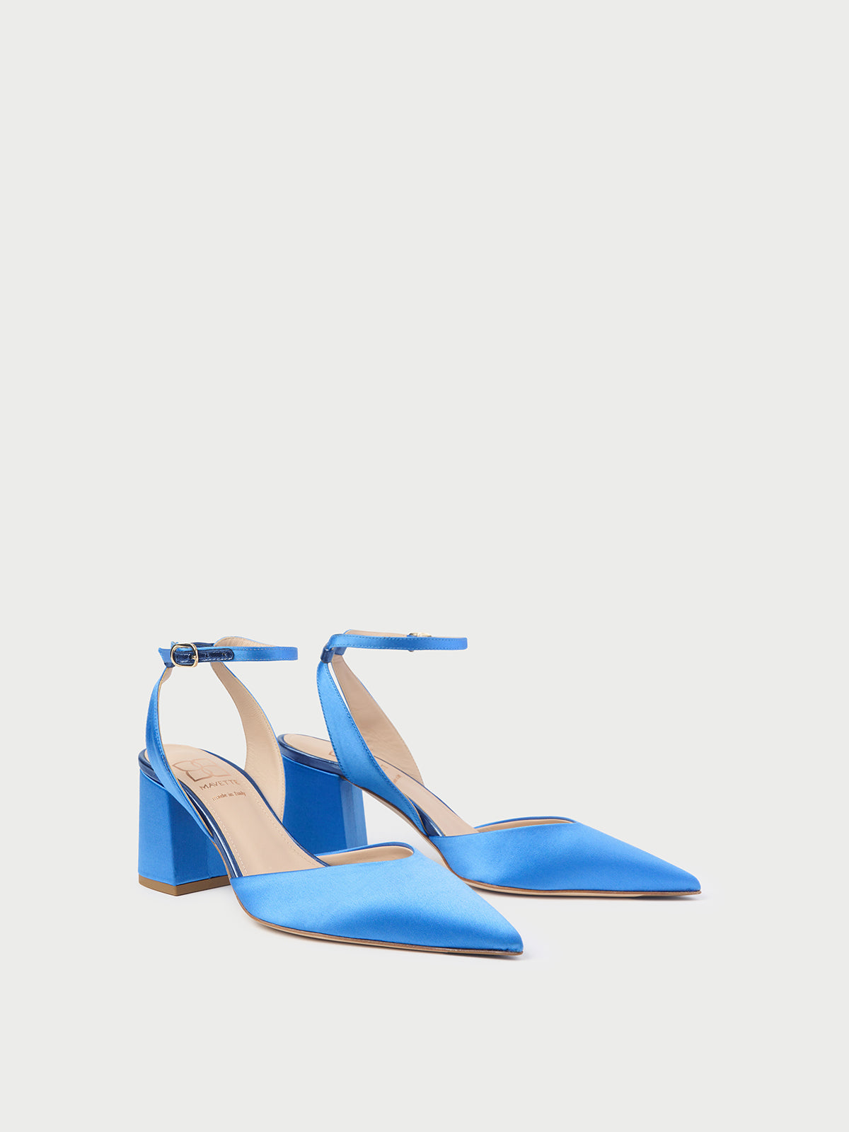 Shop Aurora Pump Blue Satin | Mavette Shoes Handmade in Italy