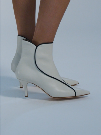 Fiona Ivory Off White Calfskin Leather Heeled Pumps Boots Booties Italian Made by Mavette