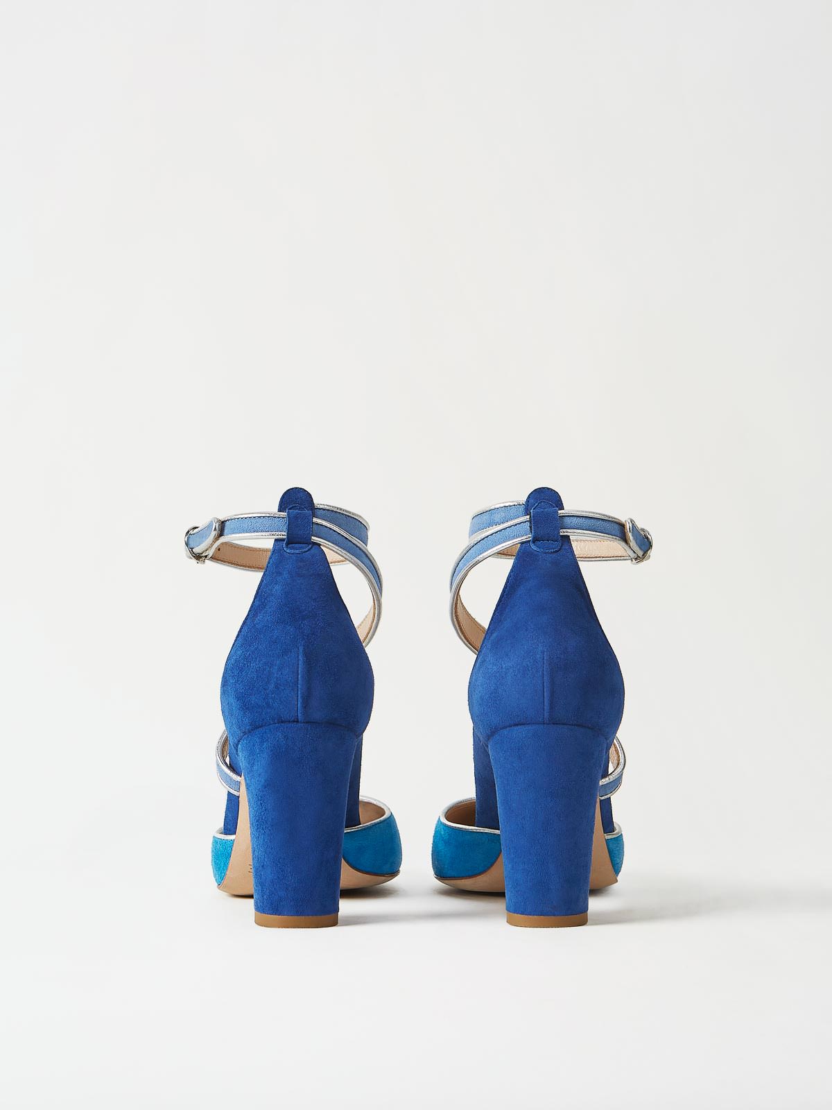 A Pair of Mavette Nola D'Orsay Pumps Blue Back View